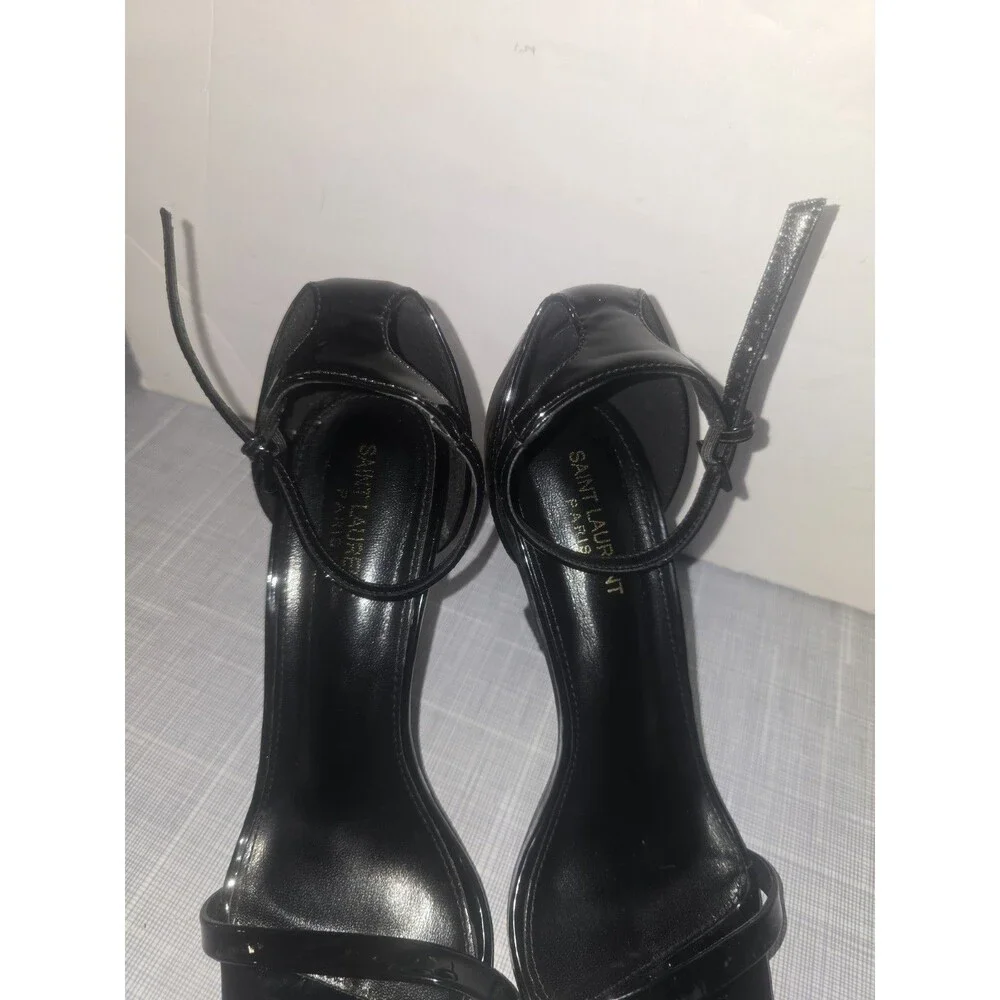 Yves Saint Laurent Opyum Black Patent Leather Sandals W 9 - Picture 7 of 12